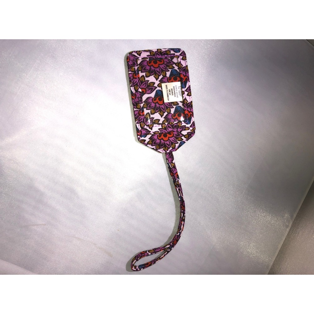 Vera Bradley Floral Luggage Tag Purple Pink Orange ID Window Vintage Travel